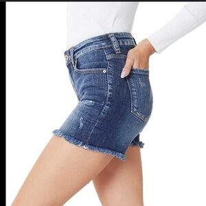 Kancan Women's High Rise Frayed Hem Shorts - KC8607 dark blue wash size 3/25 NEW